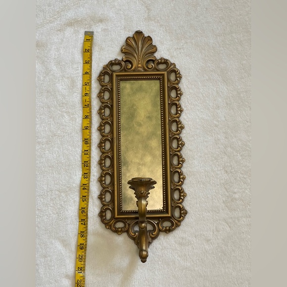 Vintage Homco Dart Wall Sconce Candle Holder Smoky Mirror gold tone - Picture 4 of 12